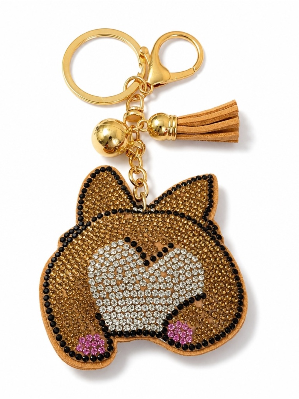 Pomeranian Crystal Keychain Bag Charm Rhinestone